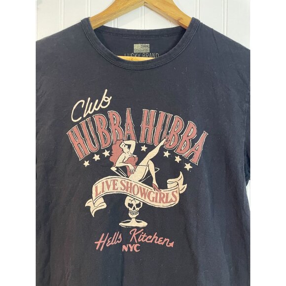 Lucky Brand Club Hubba Hubba Live Showgirls Graphic T-Shirt S Black 100% Cotton - Picture 5 of 8